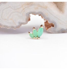 BVLA French Kiss Chrysoprase Yellow Gold 16g Threaded End