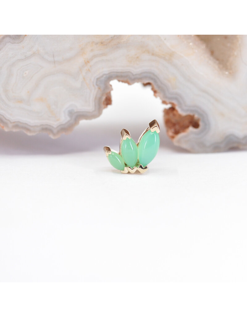 BVLA Right Facing French Kiss with Chrysoprase Cabochon in 14k Yellow Gold 16g Threaded End by BVLA!