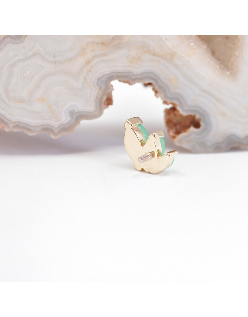 BVLA Right Facing French Kiss with Chrysoprase Cabochon in 14k Yellow Gold 16g Threaded End by BVLA!