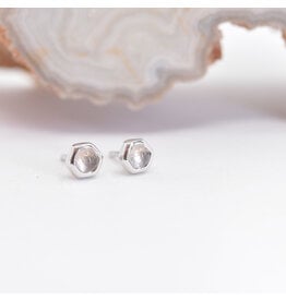 BVLA 3mm Honeycomb Rose Quartz White Gold Threadless Ends