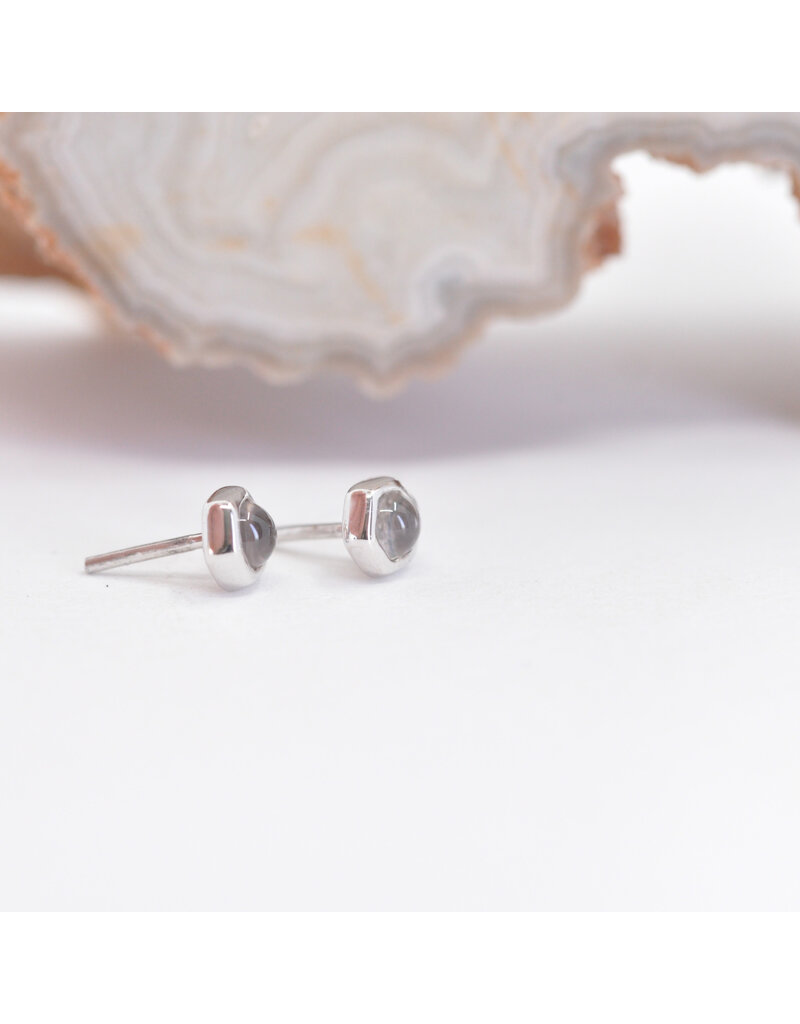 BVLA 3mm Honeycomb with 2mm Rose Quartz Cabochon in 14k White Gold Threadless Ends by BVLA!