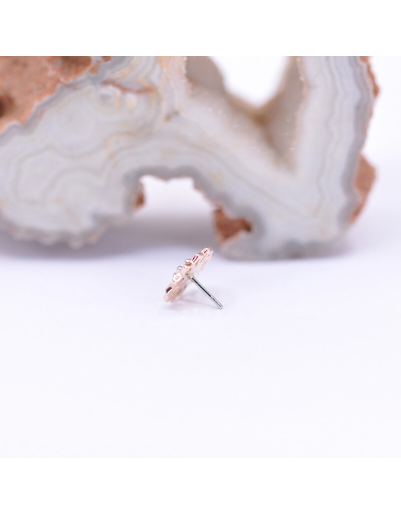 Maya Jewelry Passion Flower with White Opal in 14k Rose Gold Threadless End by Maya Jewelry