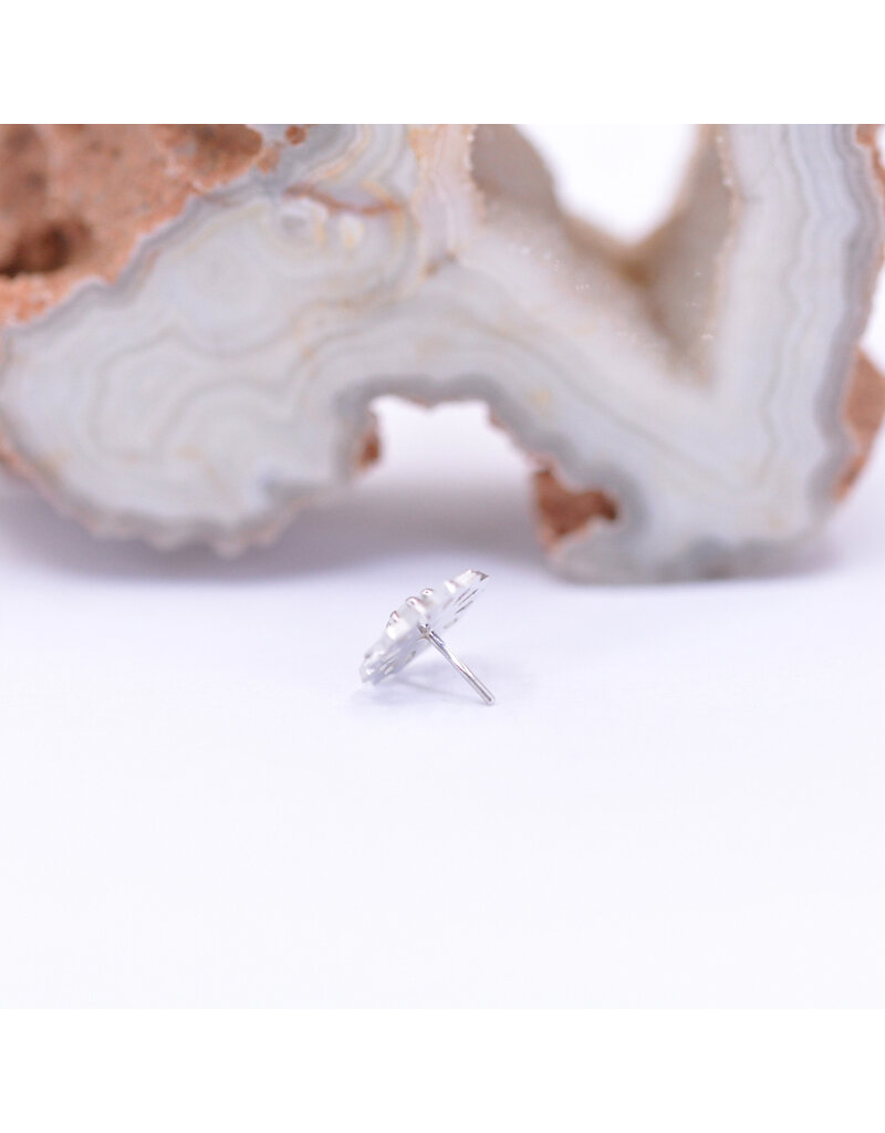 Maya Jewelry Passion Flower with White Opal in 14k White Gold Threadless End by Maya Jewelry