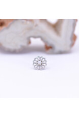Maya Jewelry Passion Flower with White Opal in 14k White Gold Threadless End by Maya Jewelry