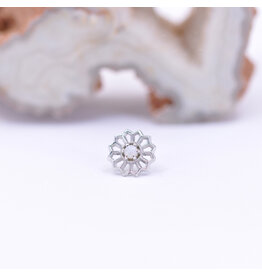 Maya Jewelry Passion Flower White Opal 14k White Gold Threadless End