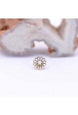 Maya Jewelry Passion Flower with White Opal in 14k Yellow Gold Threadless End by Maya Jewelry