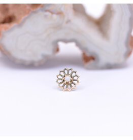 Maya Jewelry Passion Flower White Opal 14k Yellow Gold Threadless End