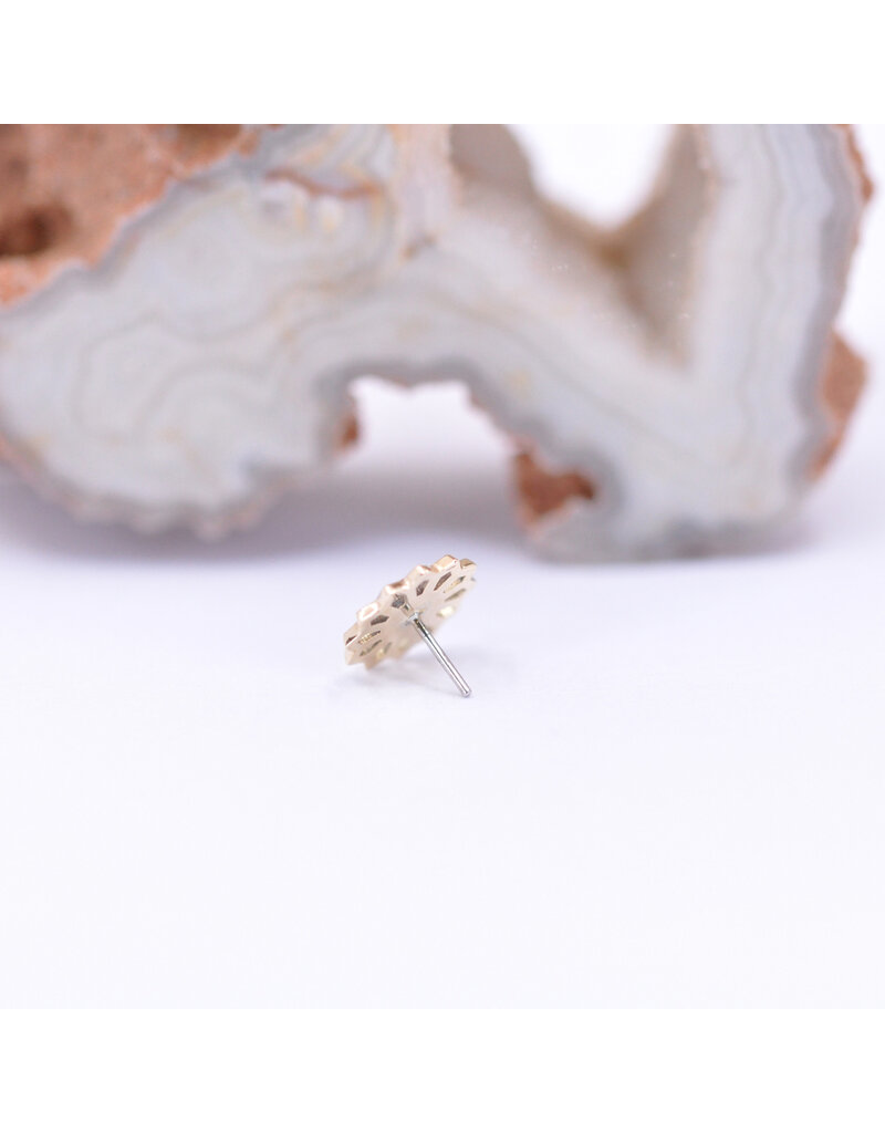 Maya Jewelry Passion Flower with White Opal in 14k Yellow Gold Threadless End by Maya Jewelry