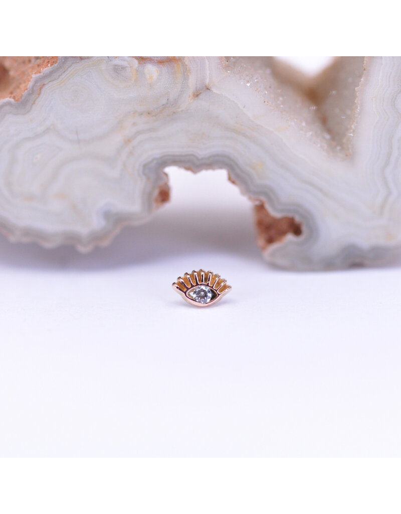 Maya Jewelry Protector with CZ in 14k Rose Gold Threadless End by Maya Jewelry