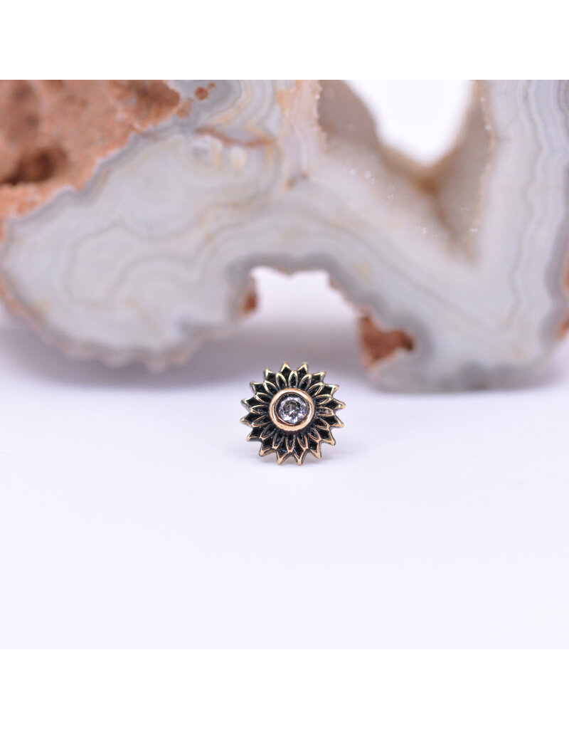 Maya Jewelry Thrive with CZ in 14k Yellow Gold Threadless End by Maya Jewelry