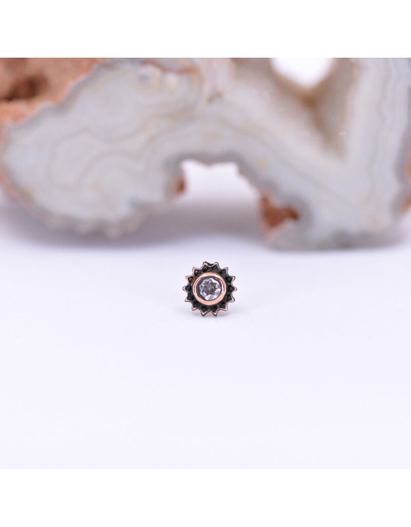 Maya Jewelry Peony with CZ in 14k Rose Gold Threadless End by Maya Jewelry