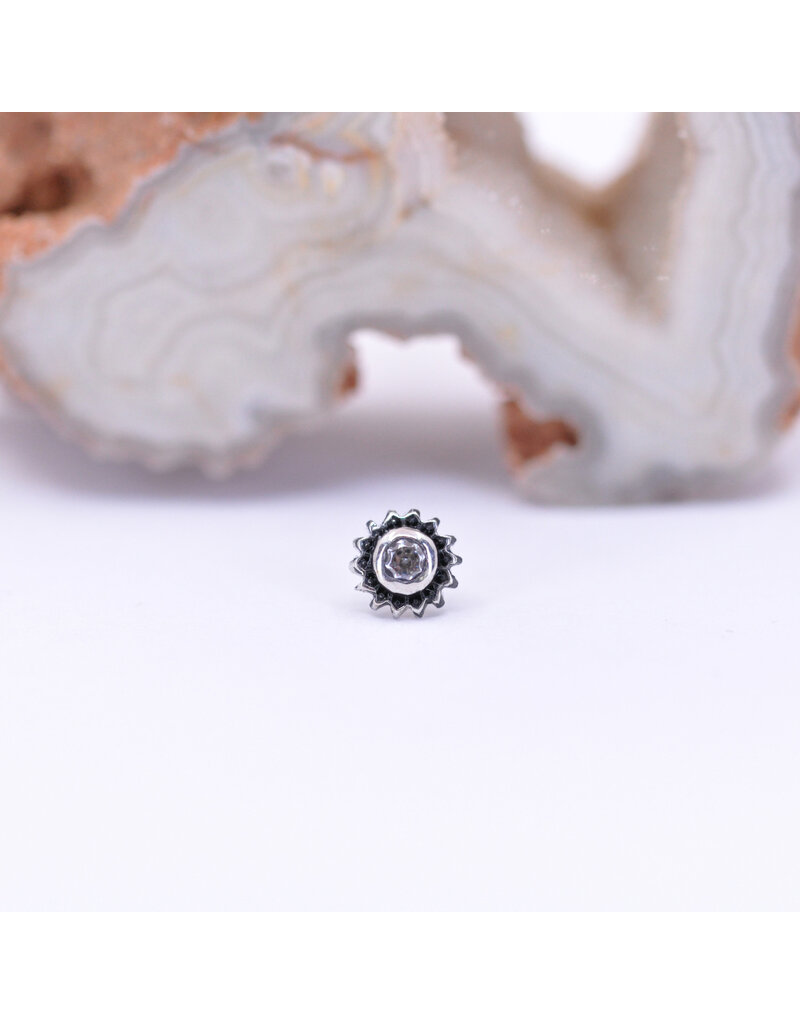 Maya Jewelry Peony with CZ 14k White Gold Threadless End by Maya Jewelry