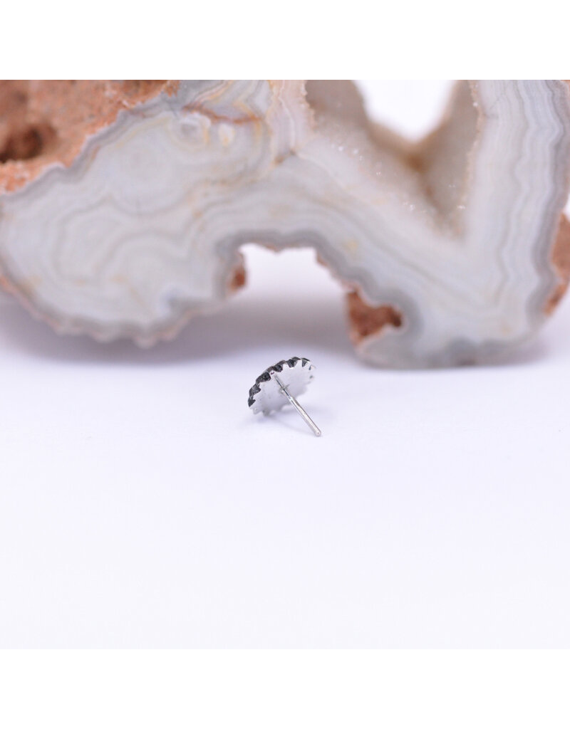 Maya Jewelry Peony with CZ 14k White Gold Threadless End by Maya Jewelry