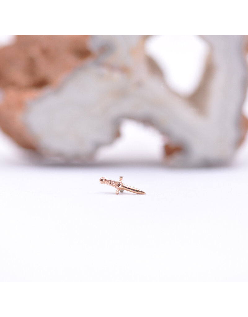 BVLA 9mm Slasher Dagger in 14k Rose Gold 16g Threaded End by BVLA!