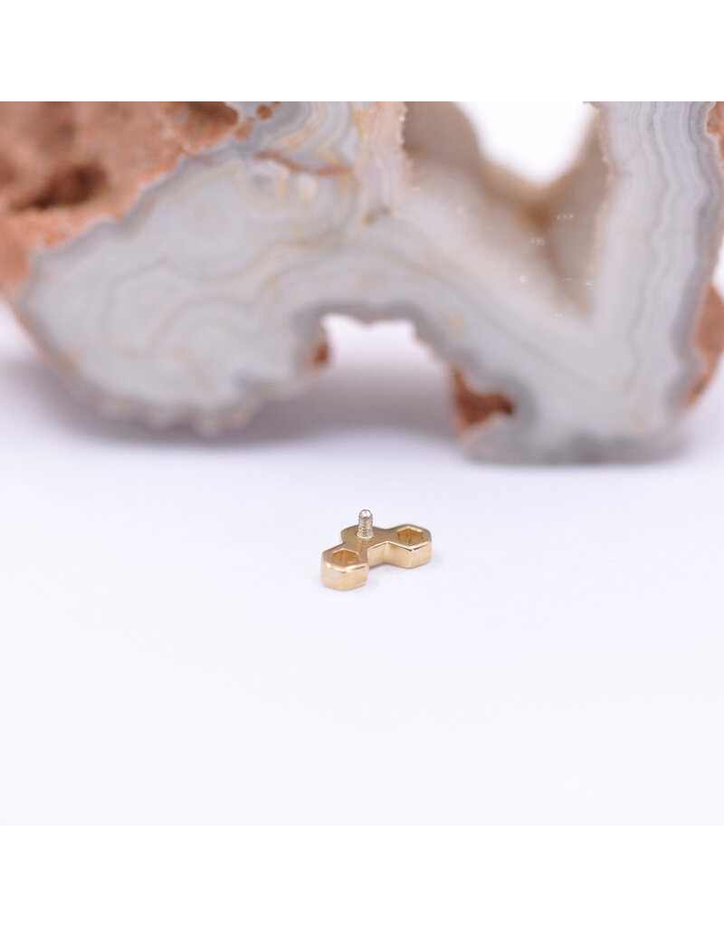 BVLA Honeycomb Cluster with Poppy Topaz in 14k Yellow Gold 16g Threaded End by BVLA!