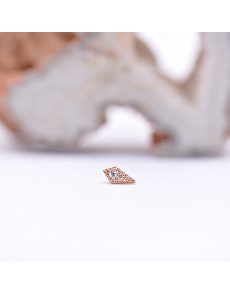 BVLA Dario with CZ in 14k Rose Gold 16g Threaded End by BVLA!