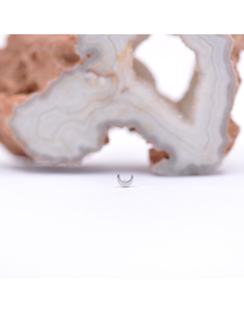 BVLA 3mm Flat Crescent Moon in 14k White Gold Threadless End by BVLA!