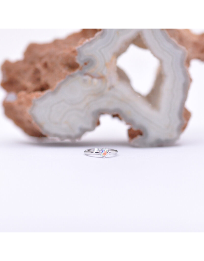 BVLA 18g 1/4" Fixed Prong Seam Ring with 2mm Mercury Mist Topaz in 14k White Gold by BVLA!