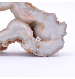 BVLA 2.5mm Duet Moonstone & Peach Topaz Yellow Gold Threadless End