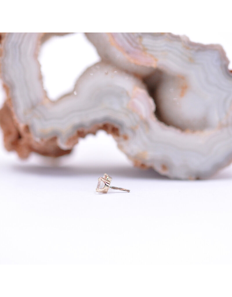 BVLA Duet with Faceted Rainbow Moonstone and Peach Topaz in 14k Yellow Gold Threadless Ends by BVLA!