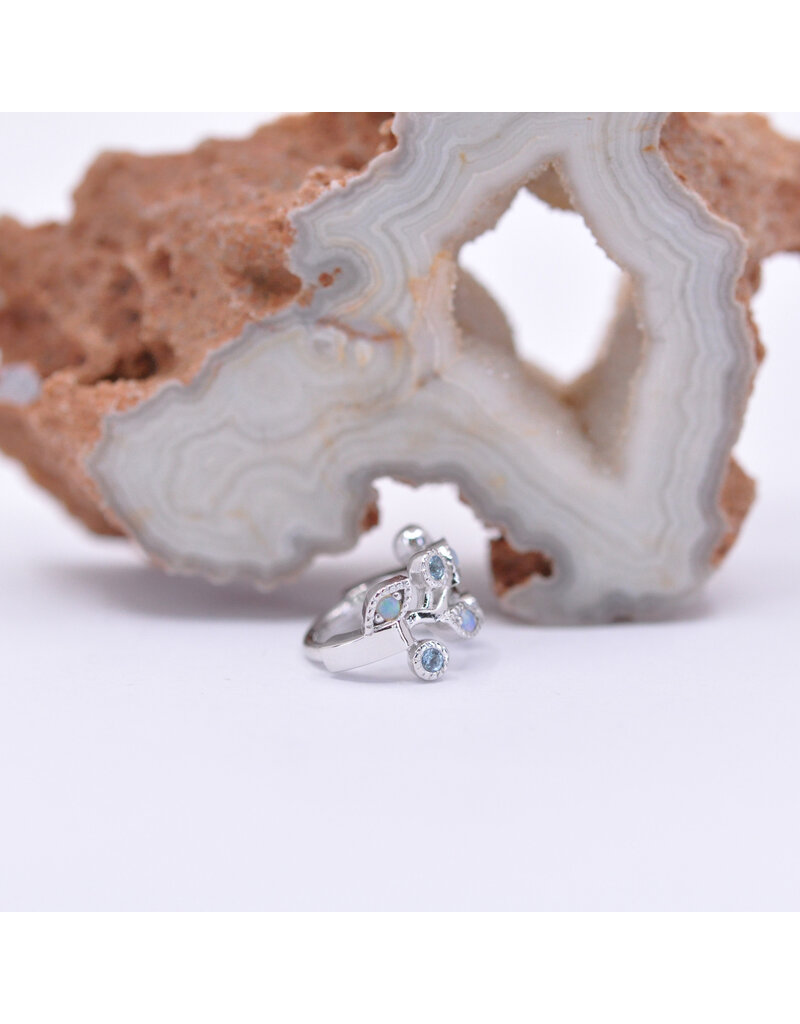 BVLA 16g 5/16" Maeve Clicker Ring with Swiss Blue Topaz and Genuine White Opal in 14k White Gold by BVLA!
