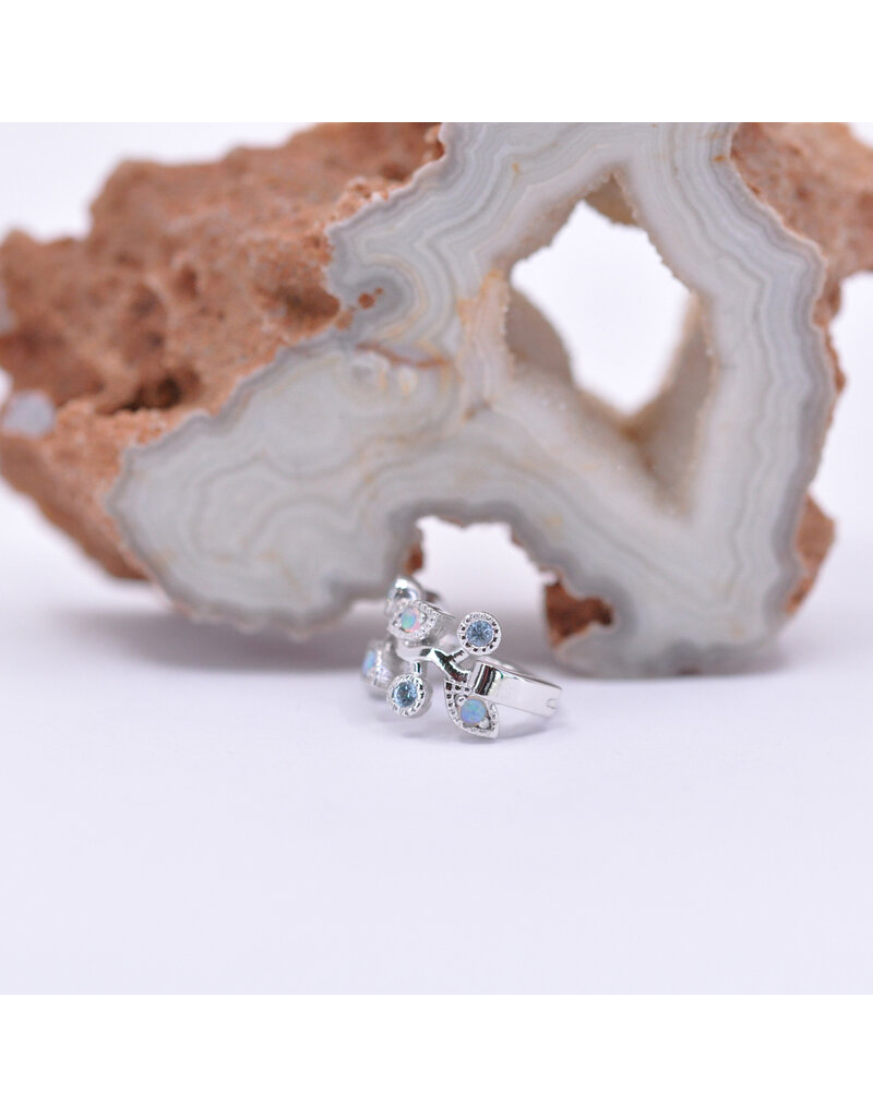 BVLA 16g 5/16" Maeve Clicker Ring with Swiss Blue Topaz and Genuine White Opal in 14k White Gold by BVLA!
