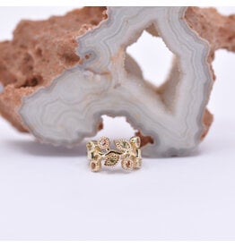 BVLA Arwen Pink Tourmaline & Peridot Yellow Gold 16g 5/16" Clicker Ring