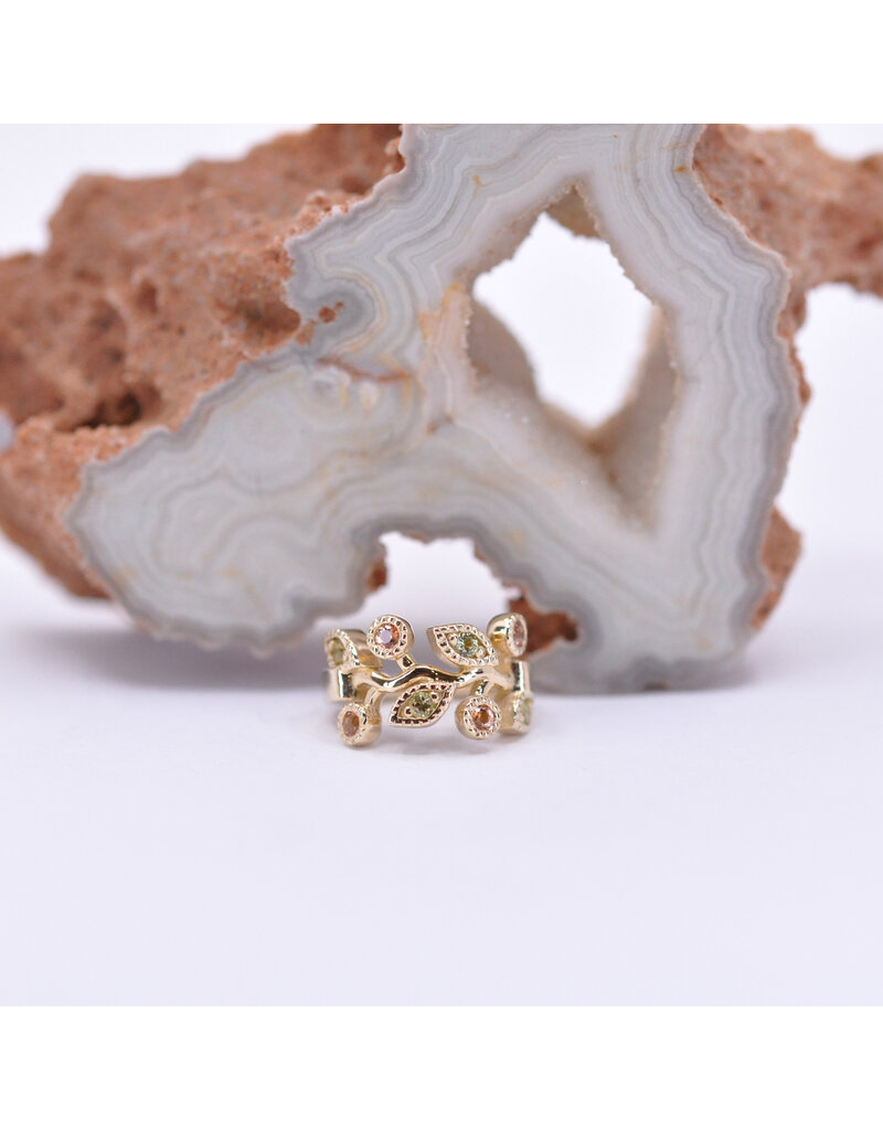 BVLA 16g 5/16" Arwen Clicker Ring with Pink Tourmaline and Genuine Grade AA Peridot in 14k Yellow Gold by BVLA!