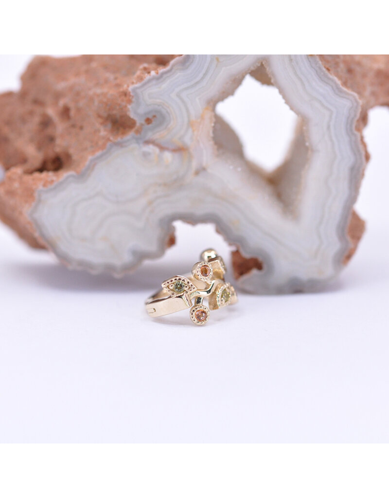 BVLA 16g 5/16" Arwen Clicker Ring with Pink Tourmaline and Genuine Grade AA Peridot in 14k Yellow Gold by BVLA!