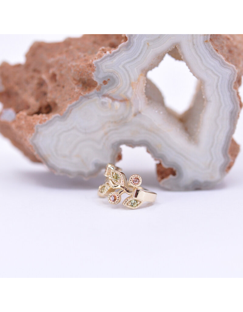 BVLA 16g 5/16" Arwen Clicker Ring with Pink Tourmaline and Genuine Grade AA Peridot in 14k Yellow Gold by BVLA!