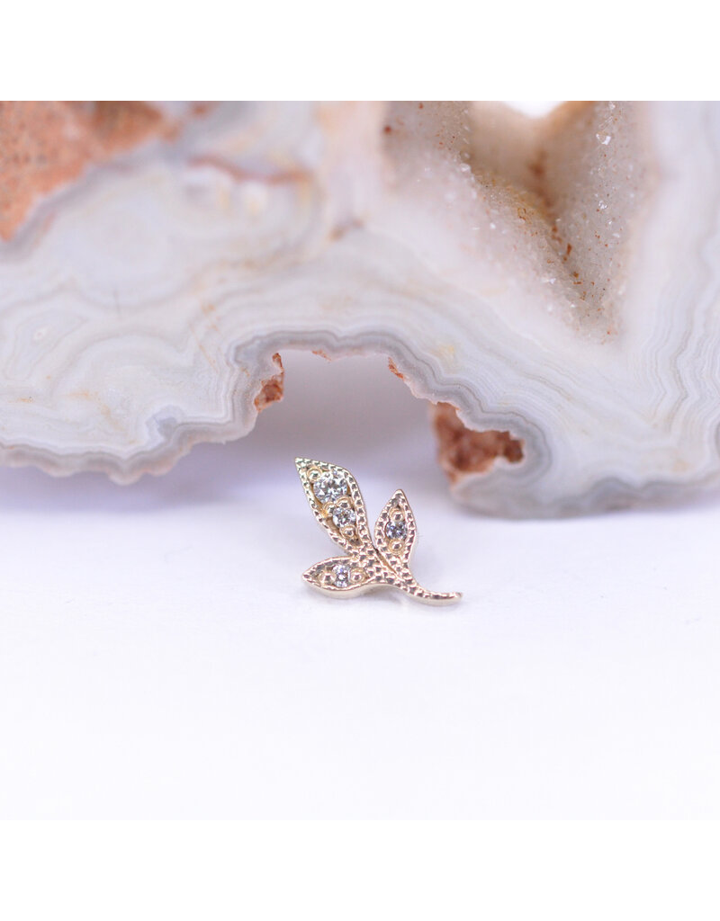 BVLA Mini Wisteria with CZ in 14k Yellow Gold 16g Threaded Ends by BVLA!
