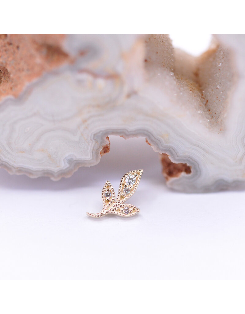 BVLA Mini Wisteria with CZ in 14k Yellow Gold 16g Threaded Ends by BVLA!