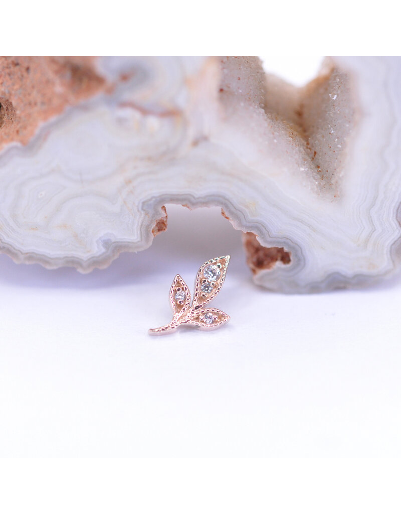 BVLA Mini Wisteria with CZ in 14k Rose Gold 16g Threaded Ends by BVLA!