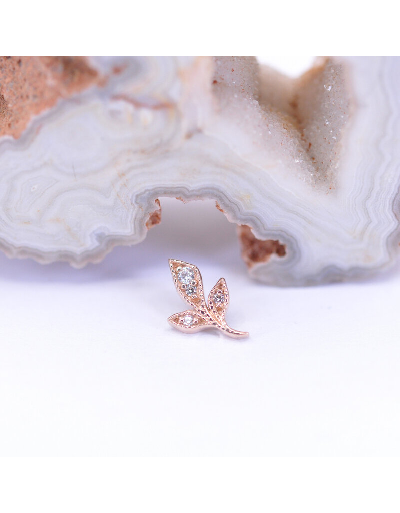 BVLA Mini Wisteria with CZ in 14k Rose Gold 16g Threaded Ends by BVLA!