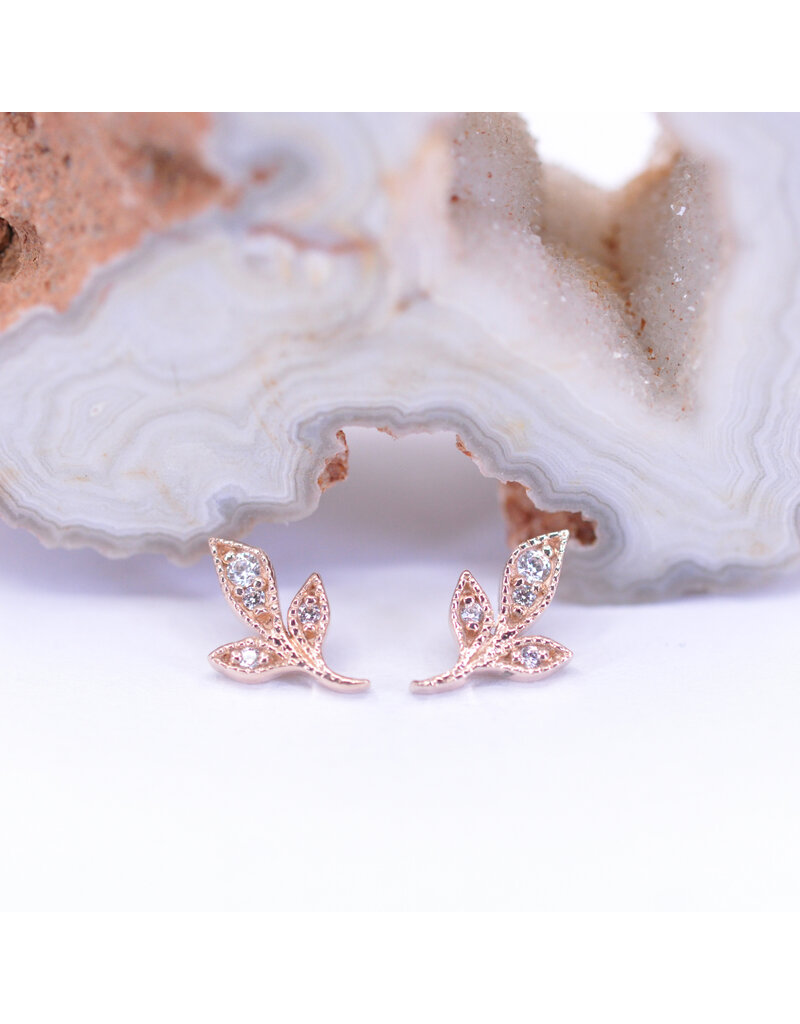 BVLA Mini Wisteria with CZ in 14k Rose Gold 16g Threaded Ends by BVLA!