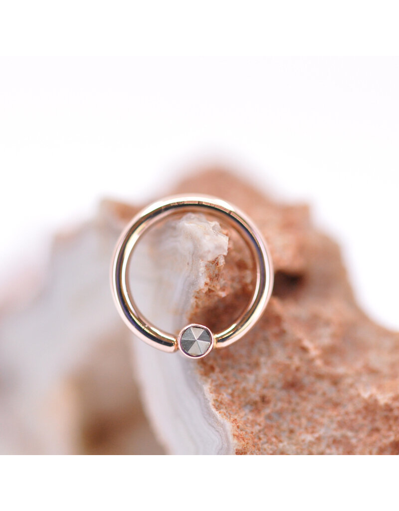 BVLA 16g 5/16" Fixed Bezel Seam Ring with 2mm Marcasite in 14k Rose Gold