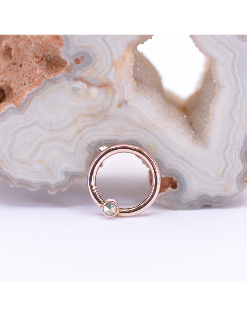 BVLA 16g 5/16" Fixed Bezel Seam Ring with 2mm Marcasite in 14k Rose Gold