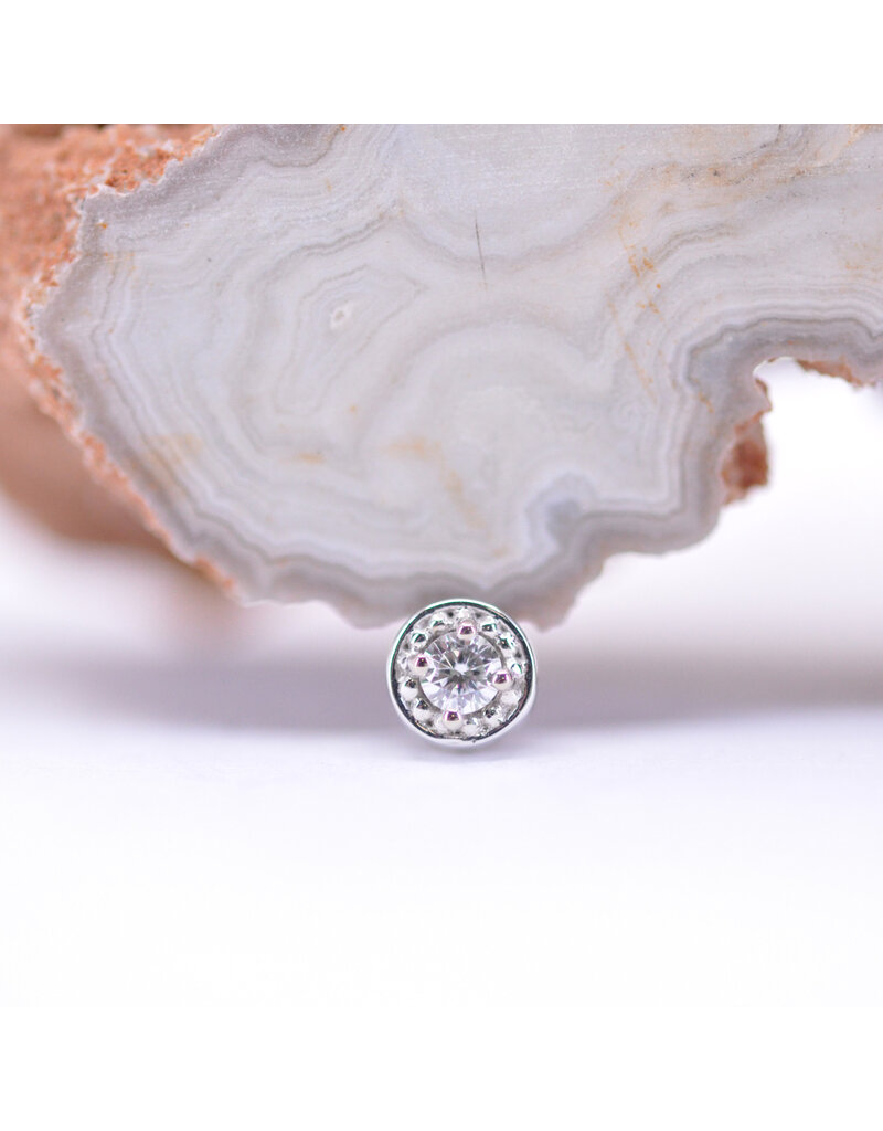 BVLA 4mm Millgrain Prong with 2mm Genuine VS Diamond 16g Threaded Ends in 14k Gold by BVLA!