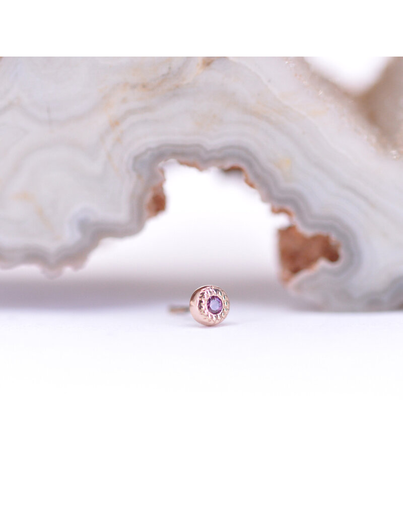 BVLA 2.5mm Pave Circle with Genuine Grade AA Rhodolite Garnet in 14k Rose Gold Threadless End by BVLA!