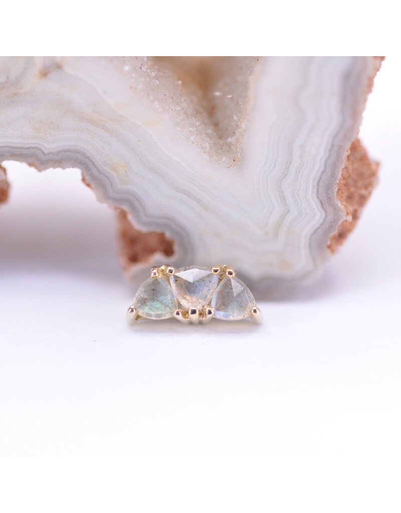 BVLA Irisa 3 with Rose Cut Labradorite in 14k Yellow Gold 16g Threaded End by BVLA!
