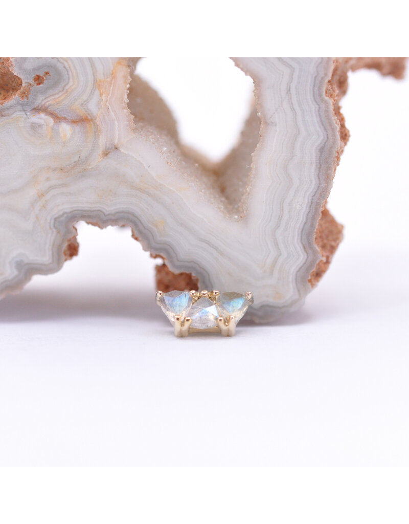 BVLA Irisa 3 with Rose Cut Labradorite in 14k Yellow Gold 16g Threaded End by BVLA!