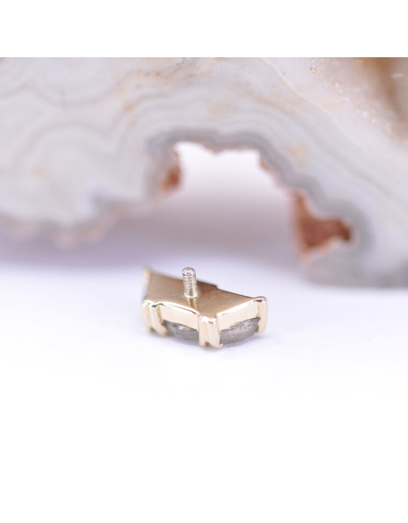 BVLA Irisa 3 with Rose Cut Labradorite in 14k Yellow Gold 16g Threaded End by BVLA!