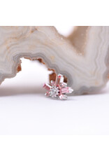 BVLA Half Mini Nova with Padparadscha Sapphire and CZ in 14k White Gold 16g Threaded End by BVLA!