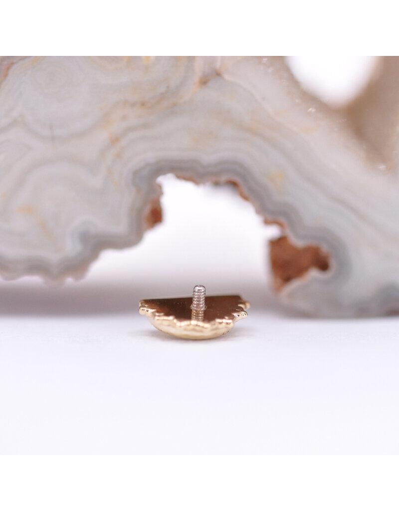 BVLA Afghan Moon with Crystal Quartz in 14k Yellow Gold 16g Threaded End by BVLA!