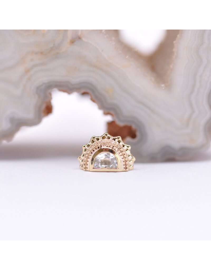BVLA Afghan Moon with Crystal Quartz in 14k Yellow Gold 16g Threaded End by BVLA!