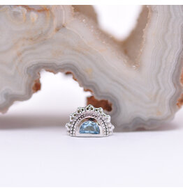BVLA Afghan Moon Swiss Blue Topaz White Gold 16g Threaded End