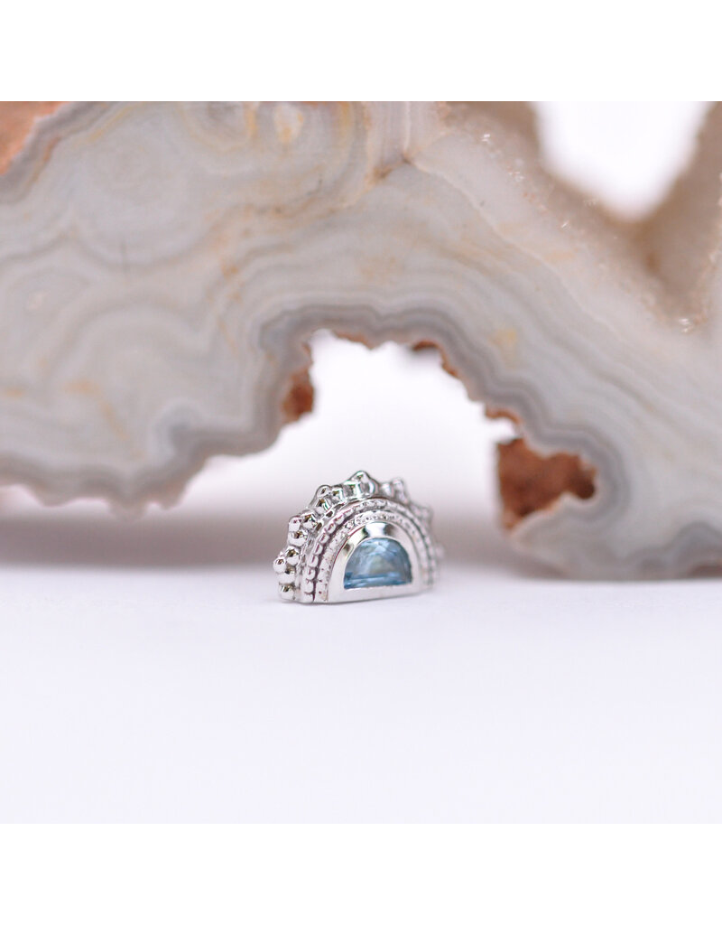 BVLA Afghan Moon with Grade AA Swiss Blue Topaz in 14k White Gold 16g Threaded End by BVLA!