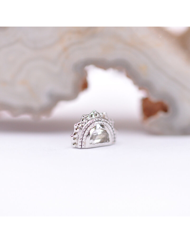 BVLA Afghan Moon with Crystal Quartz in 14k White Gold 16g Threaded End by BVLA!