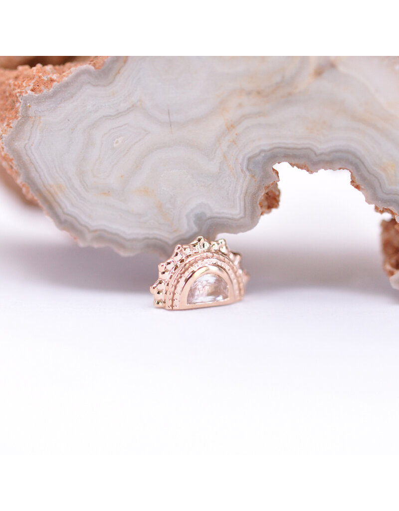 BVLA Afghan Moon with Crystal Quartz in 14k Rose Gold 16g Threaded End by BVLA!