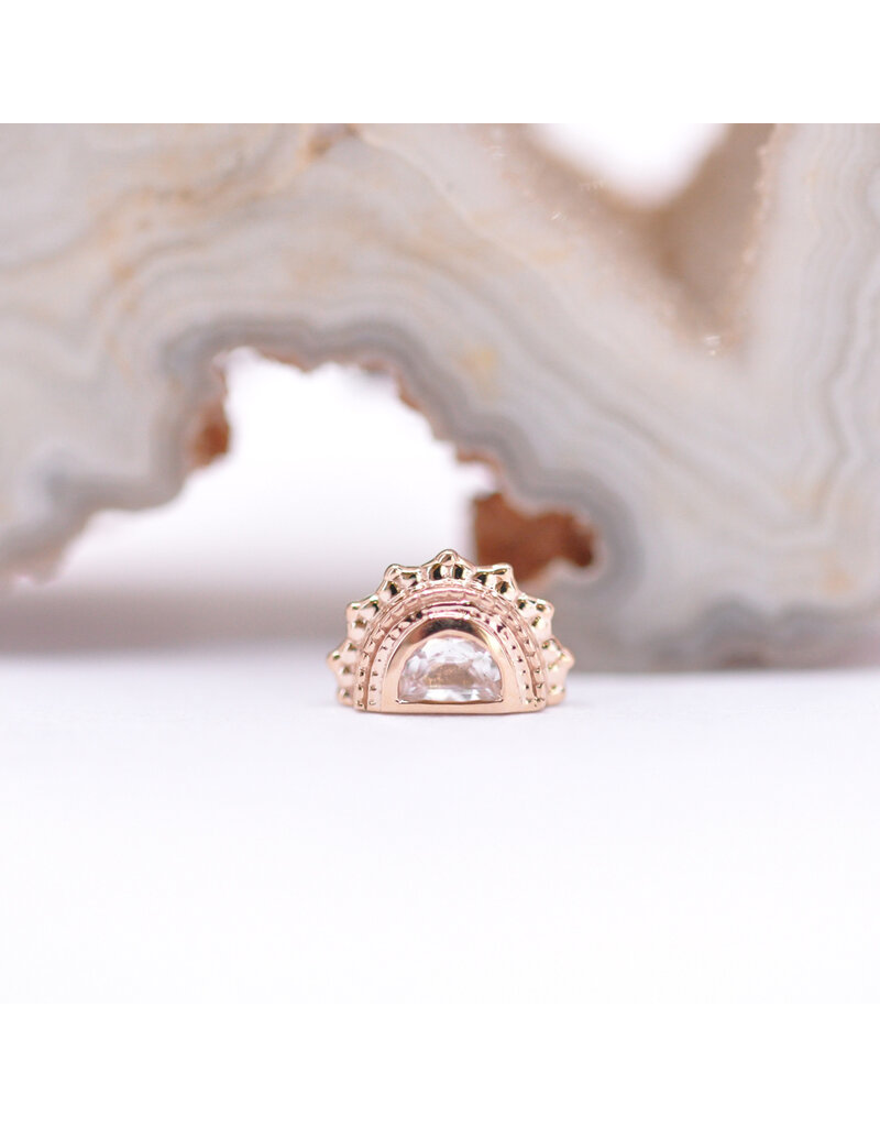 BVLA Afghan Moon with Crystal Quartz in 14k Rose Gold 16g Threaded End by BVLA!